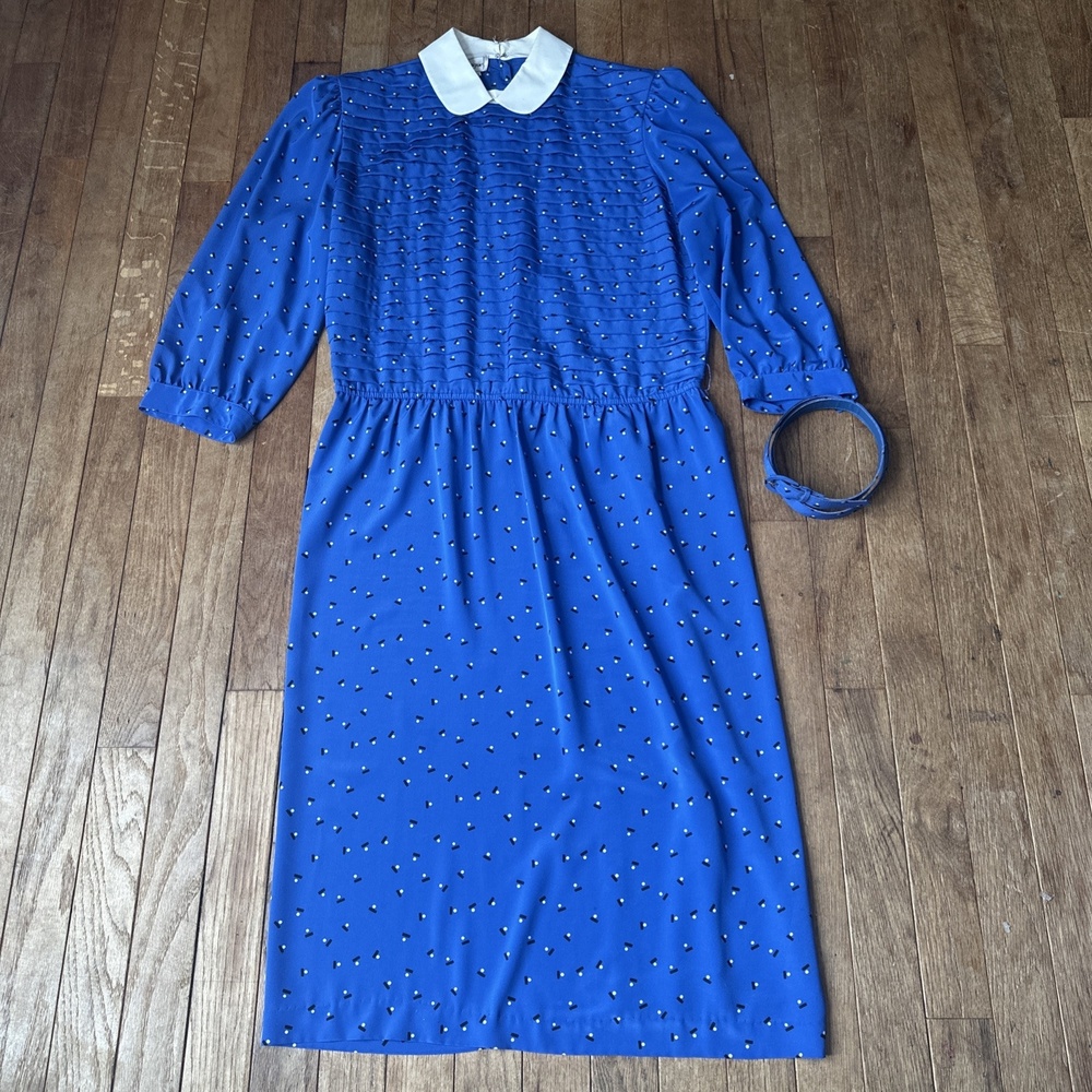 Maggy‎ Boutique Vintage Blue Dress With Peter Pan Collar Size 12
